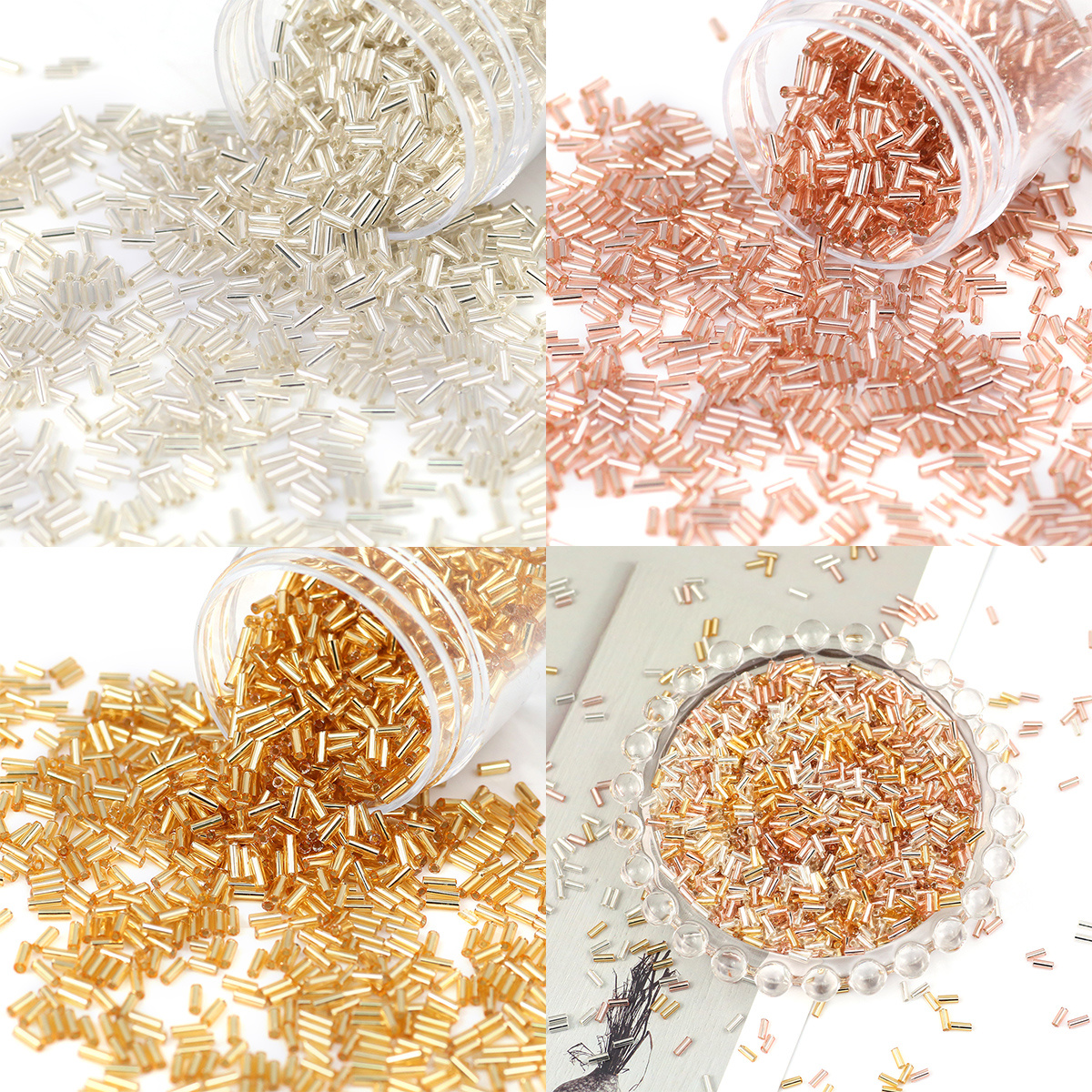 5mm Rose Golden Cylindrical Glass Beads for Jewelry Making